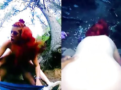 Redhead Rides Her 1st Big Black Cock In Public