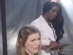 Ebony nurse anal fucks brunette patient